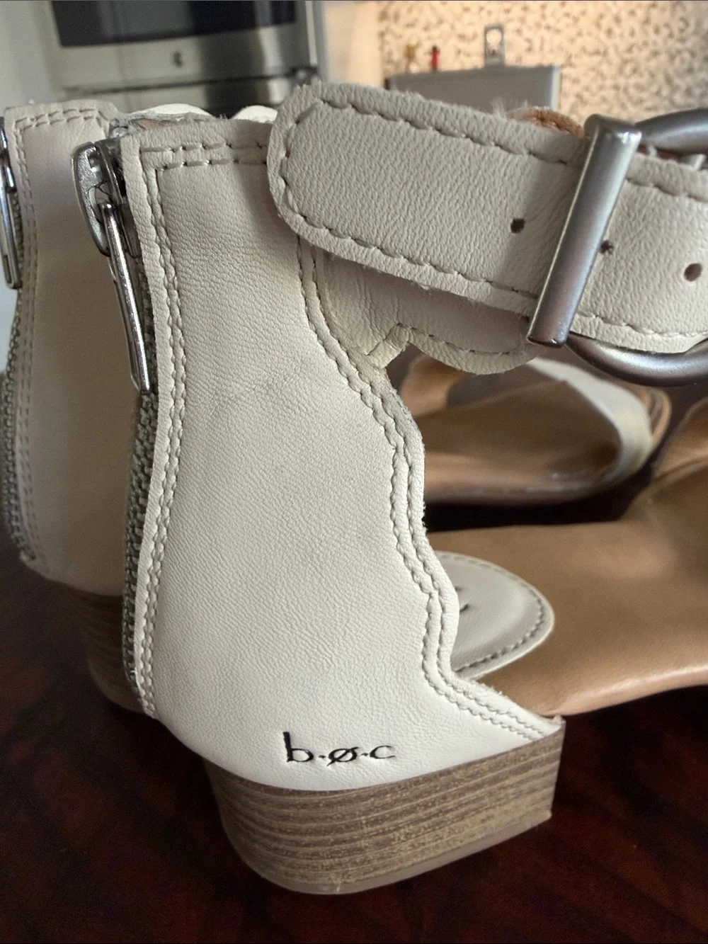 b.o.c. Cream Scalloped Ankle-Strap Sandals